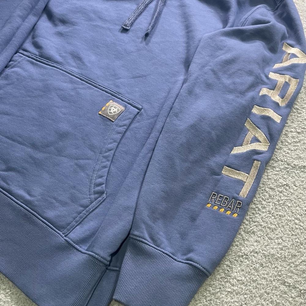 Ariat Rebar Women’s Hooded Pullover Light Blue Embroidered Large - Picture 2 of 9